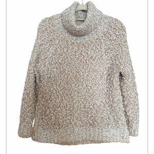 POL  Tan and White Turtleneck Sweater